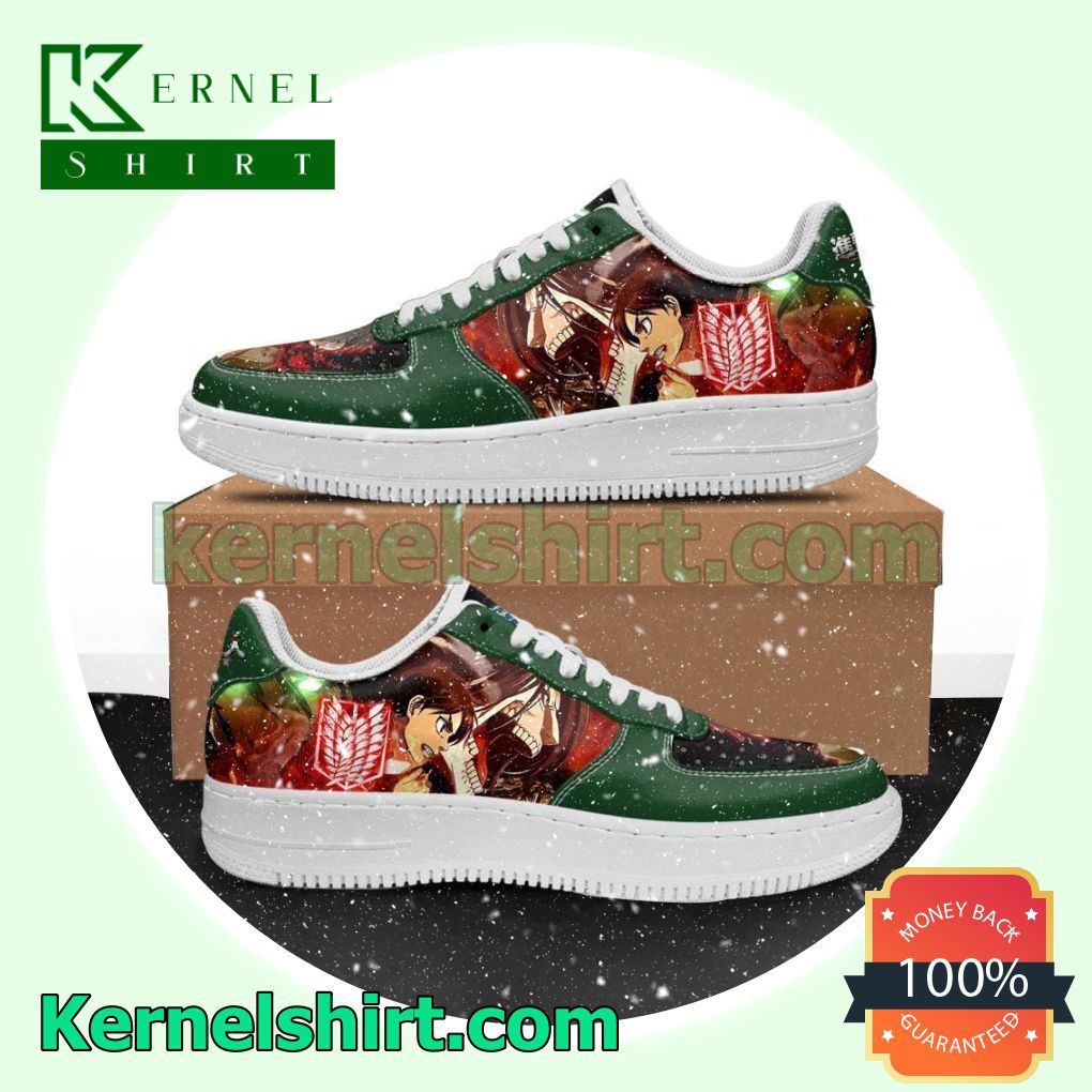 Eren Yeager Attack On Titan AOT Anime Mens Womens Air Force 1 Shoes