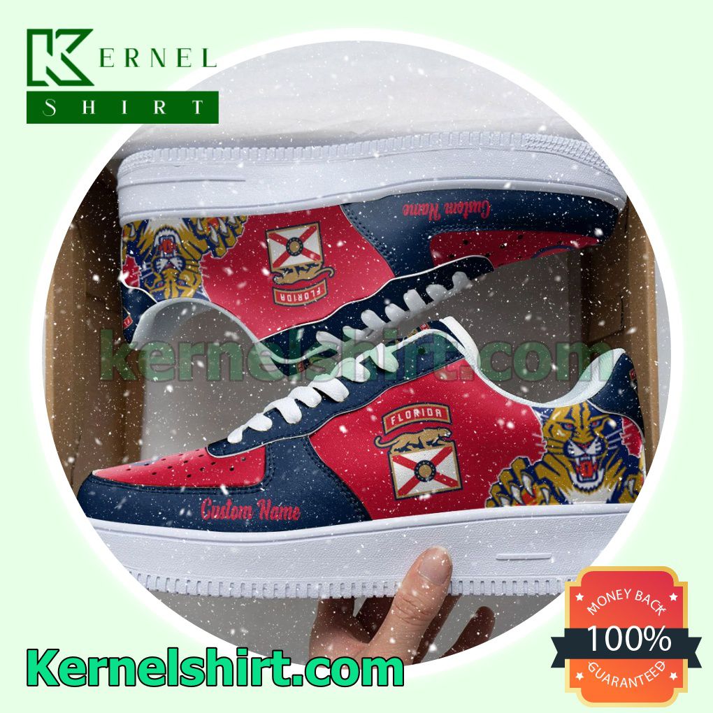 Florida Panthers Mascot Logo NHL Hockey Custom Nike Air Force 1 Low Top Shoes