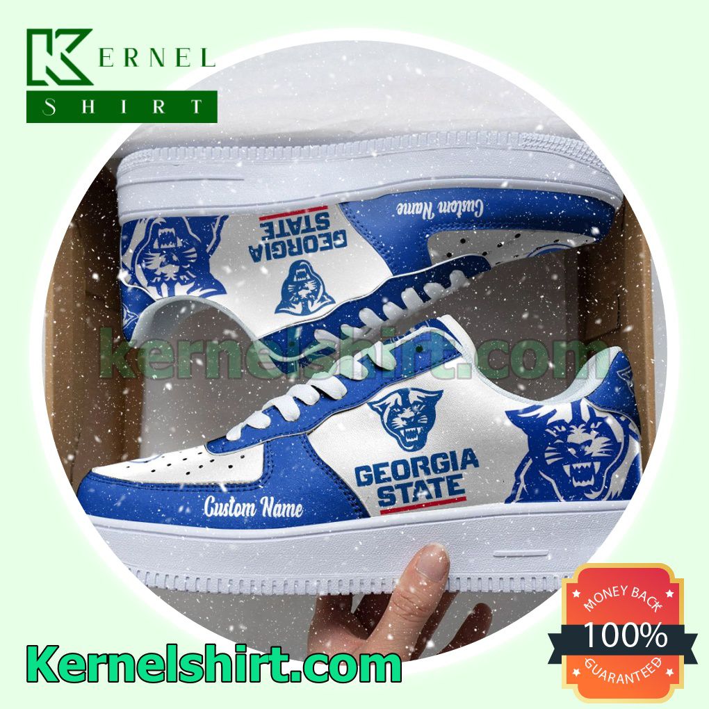 Georgia State Panthers Mascot Logo NCAA Custom Nike Air Force 1 Low Top Shoes