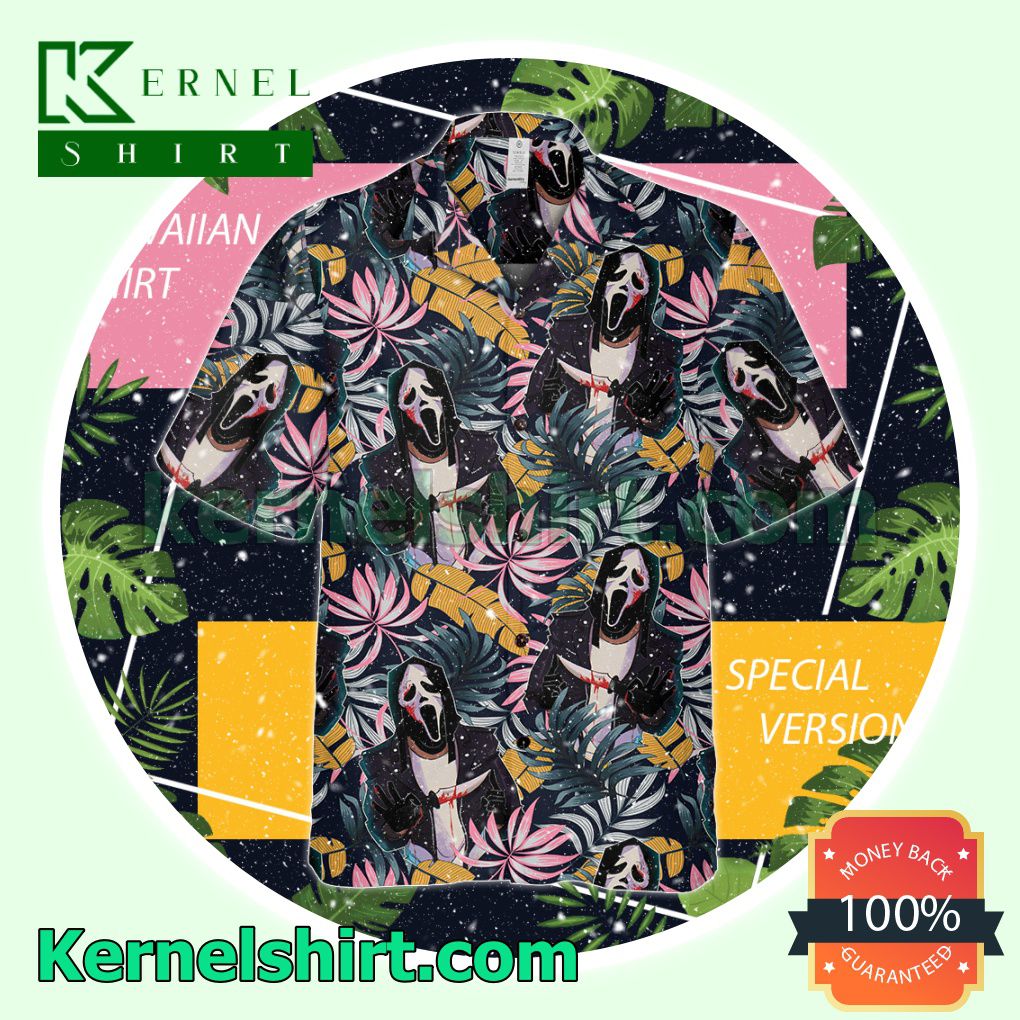 Ghost Face Tropical Leaves Halloween Costume Shirt