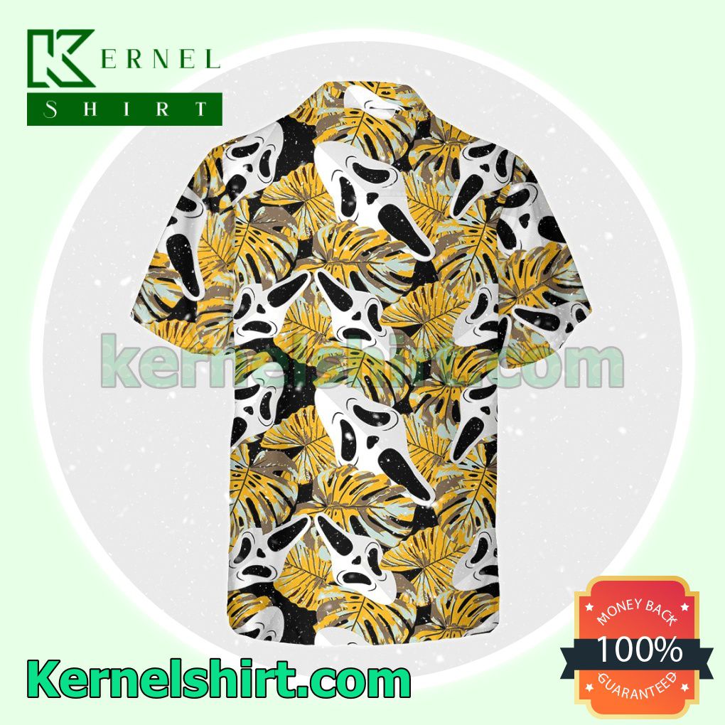 Ghost Face Tropical Monstera Leaf Halloween Costume Shirt a