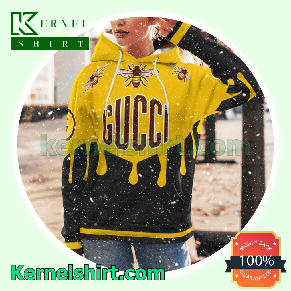 Gucci Bee Black And Yellow Mens Hoodie a