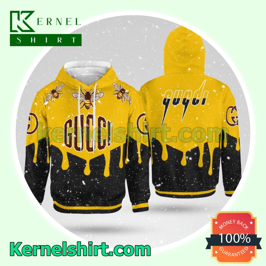Gucci Bee Black And Yellow Mens Hoodie
