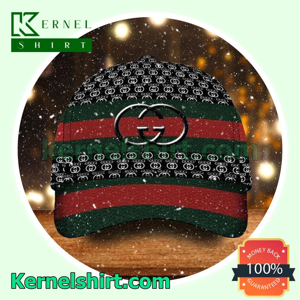 Gucci Logo Full Print And Green And Red Stripes Trucker Caps