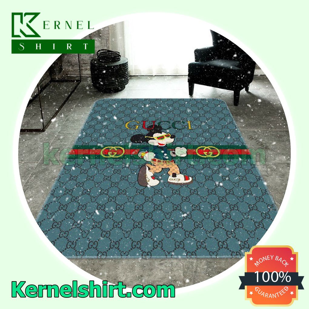Gucci Mickey Mouse Monogram Green Living Room Rug