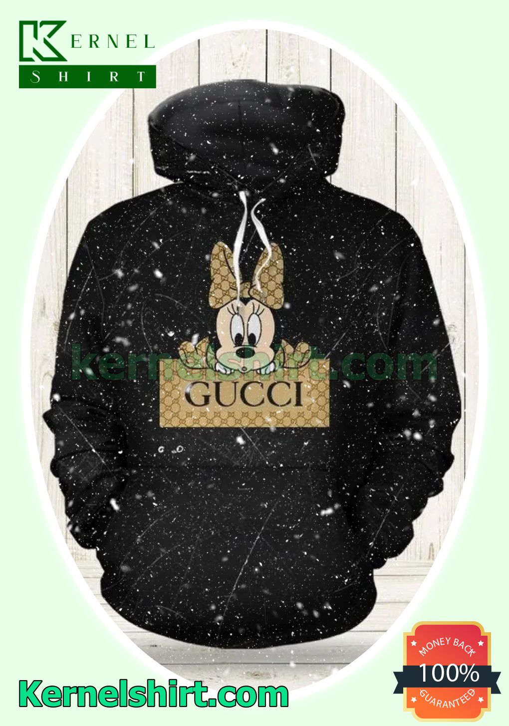Gucci Minnie Mouse Black Marble Mens Hoodie