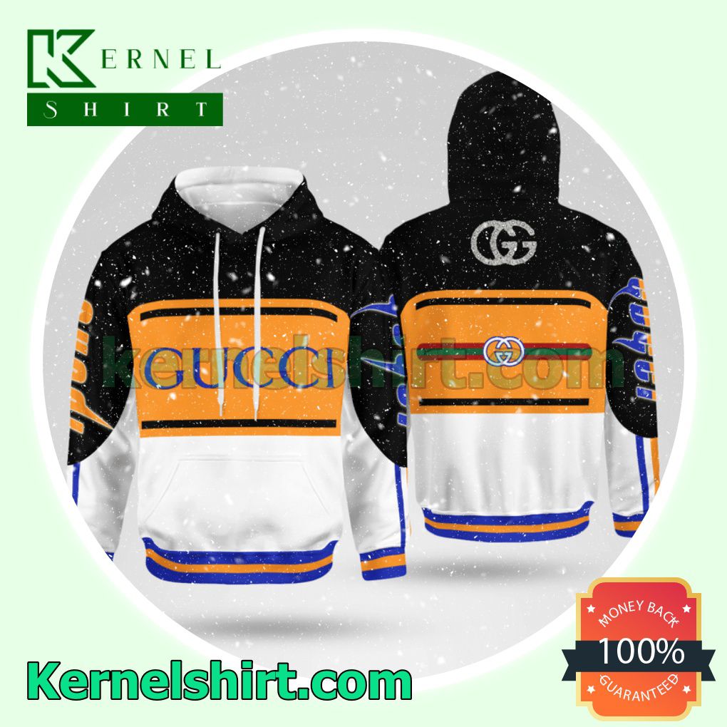 Gucci Mix Color Black Orange And White Mens Hoodie