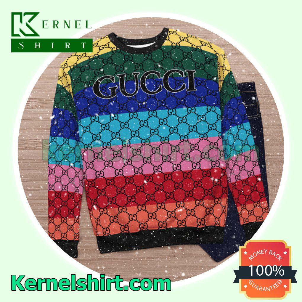Gucci Multicolor Stripe Knitted Ugly Sweater Christmas c