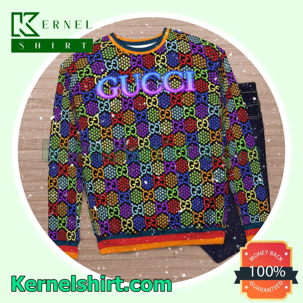 Gucci Psychedelic Multicolor Knitted Ugly Sweater Christmas c