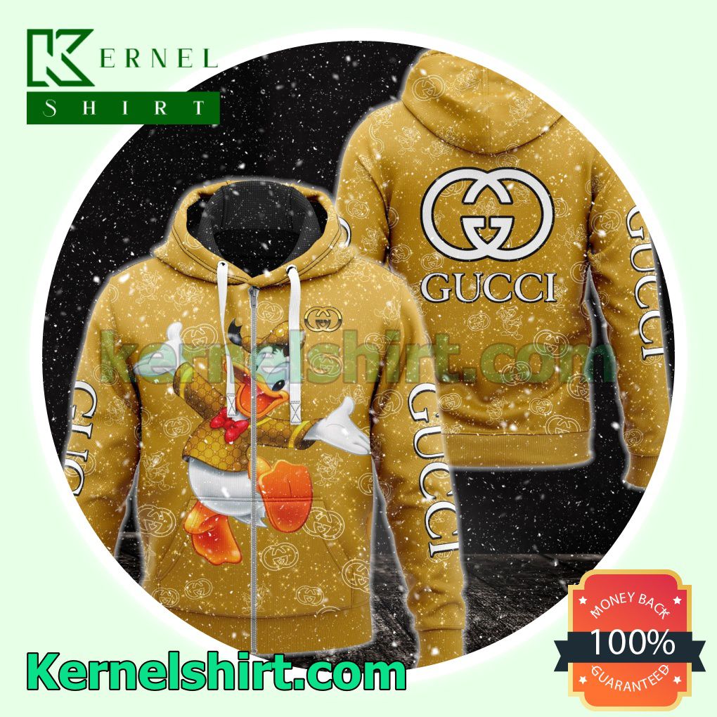 Gucci With Donald Yellow Heavyweight Pullover Hoodie Sweatshirt