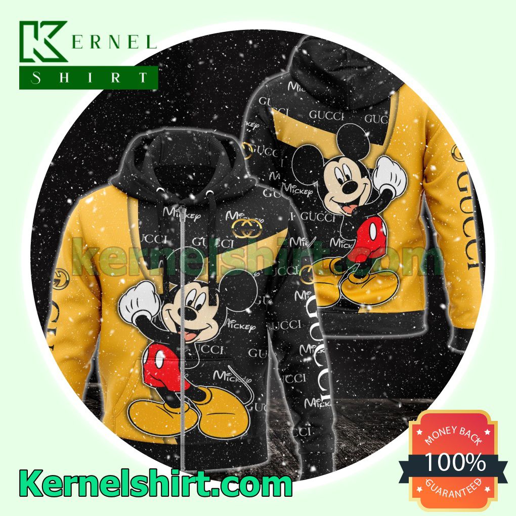 Gucci With Mickey Mouse Heavyweight Pullover Hoodie Sweatshirt