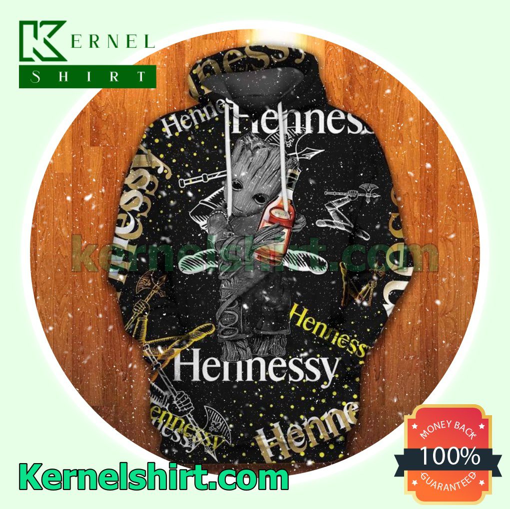 Hennessy With Groot Black Mens Hoodie