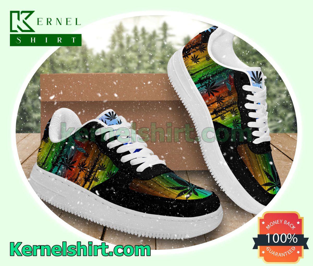Hologram UFO Cannabis Weed Nike Womens Air Force 1 Shoes