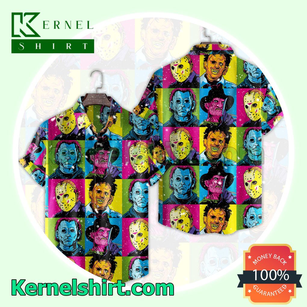 Horror Movie Characters Collage Colorful Halloween Costume Shirt