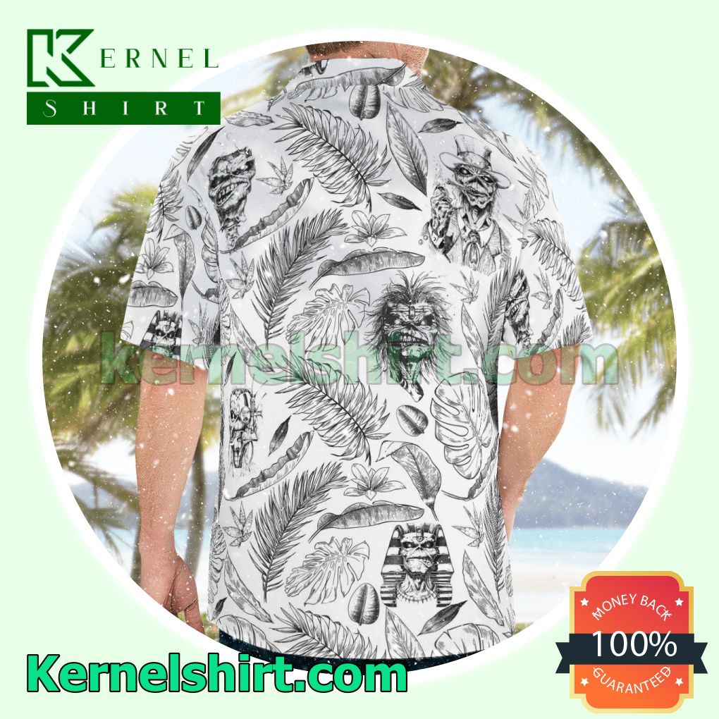 Iron Maiden Black And White Tropical Tropical Beach Shirts a