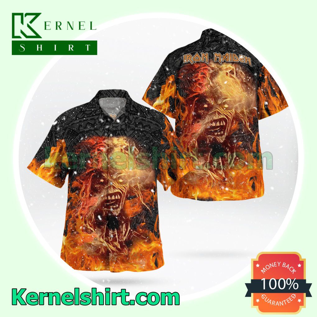 Iron Maiden Metal Flame Tropical Beach Shirts
