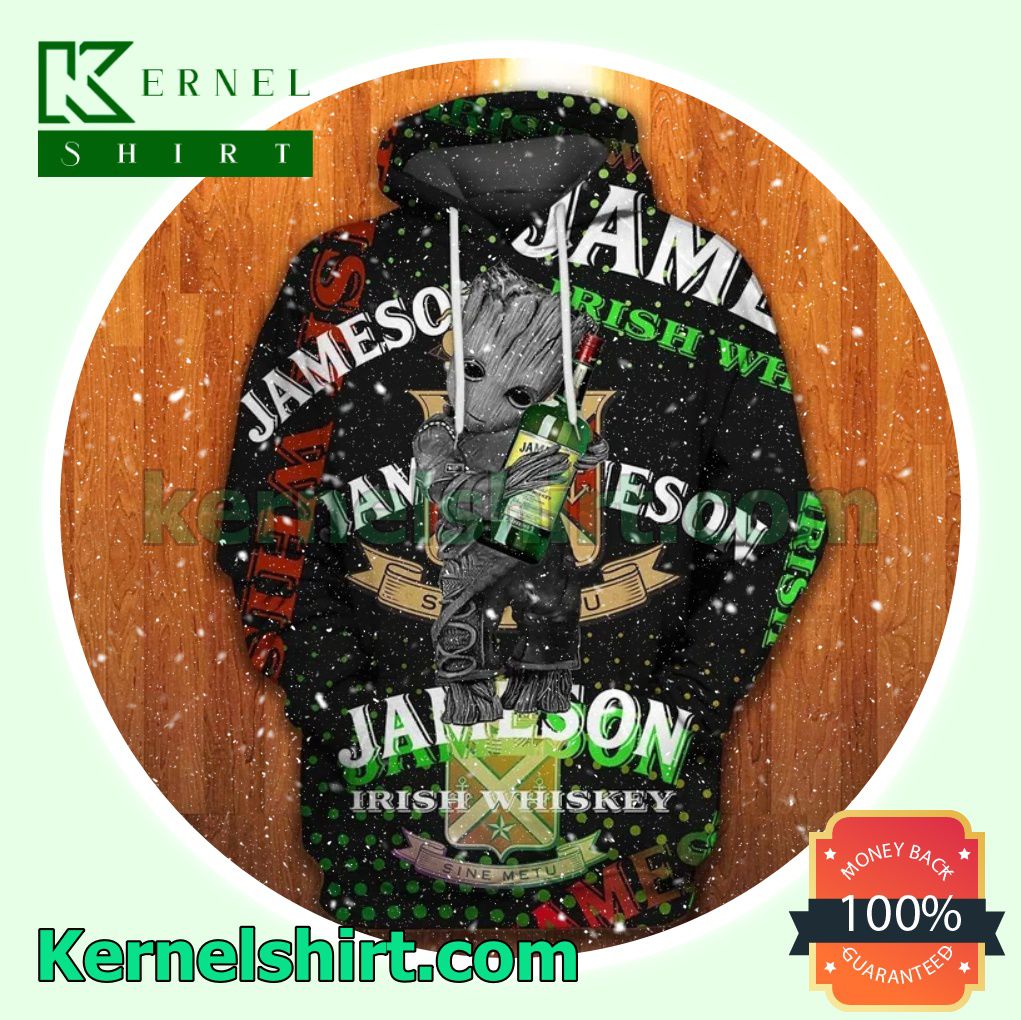 Jameson Irish Whiskey With Groot Black Mens Hoodie