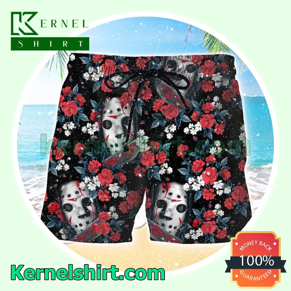 Gorgeous Jason Voorhees Friday The 13th Flower Mens Shorts