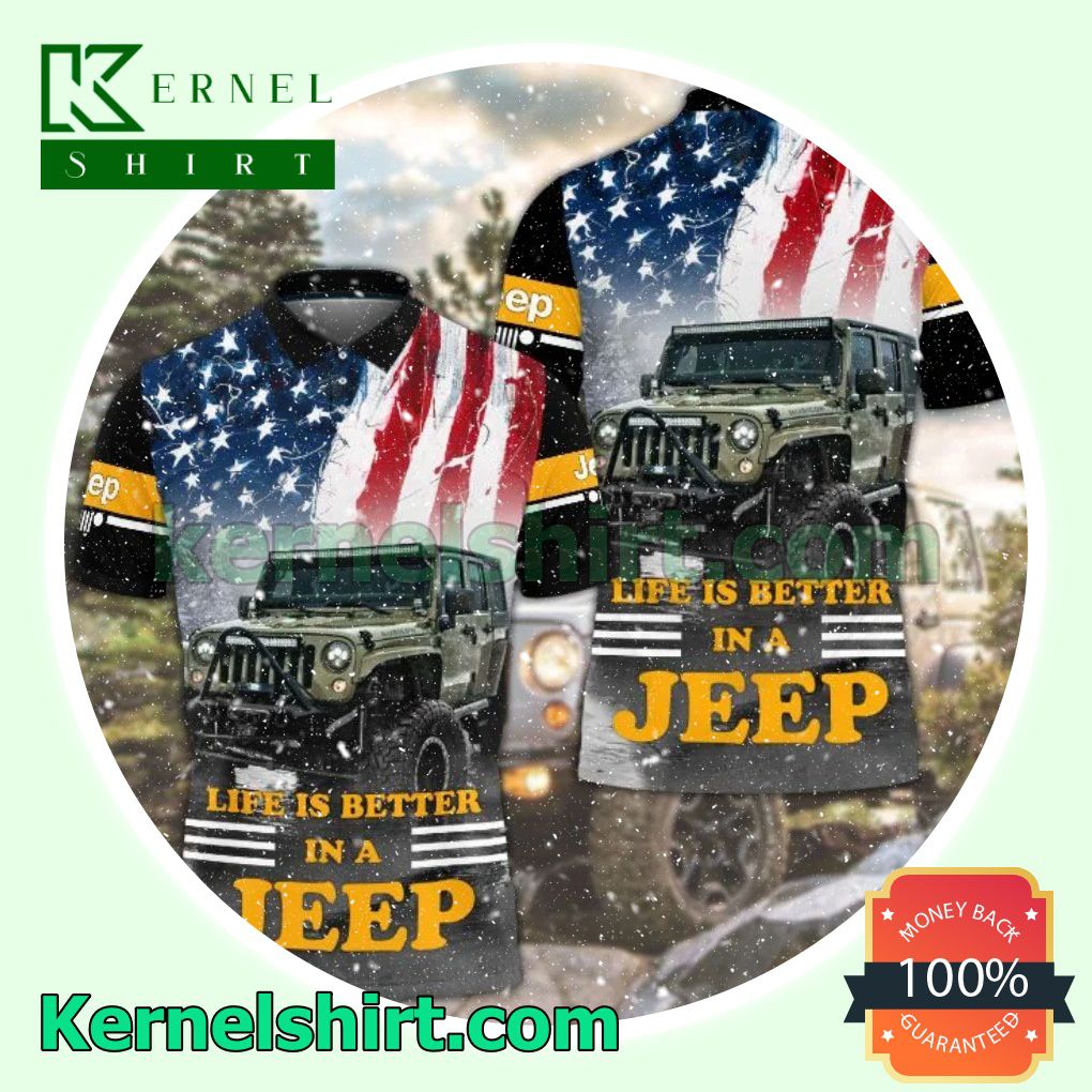 Jeep American Flag Life Is Better In A Jeep Tennis Golf Polo