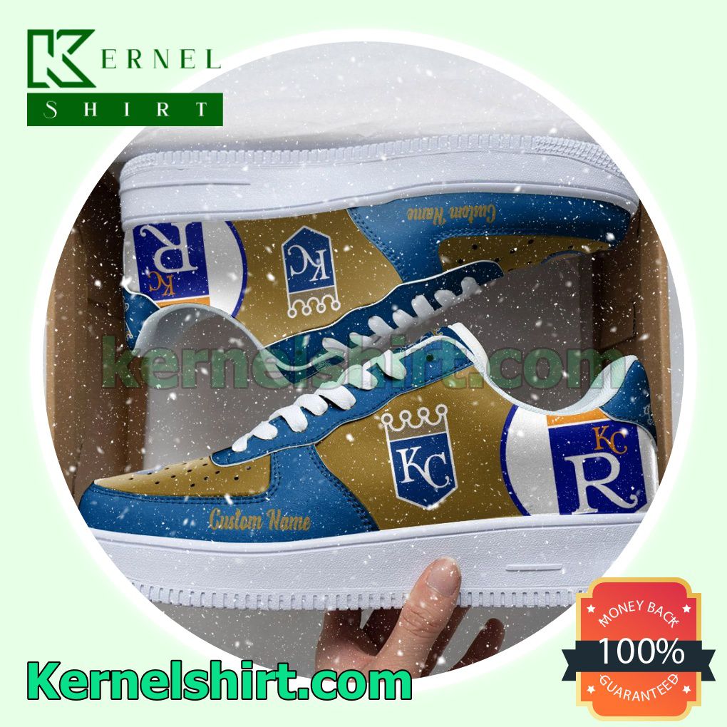 Kansas City Royals Mascot Logo MLB Baseball Custom Nike Air Force 1 Low Top Shoes