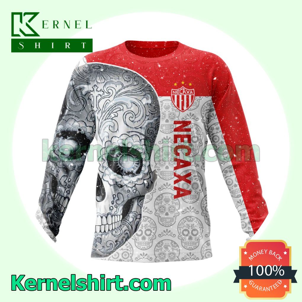 LIGA MX Club Necaxa Sugar Skull For Dia De Muertos Customized T-shirt Long Sleeve Tee c
