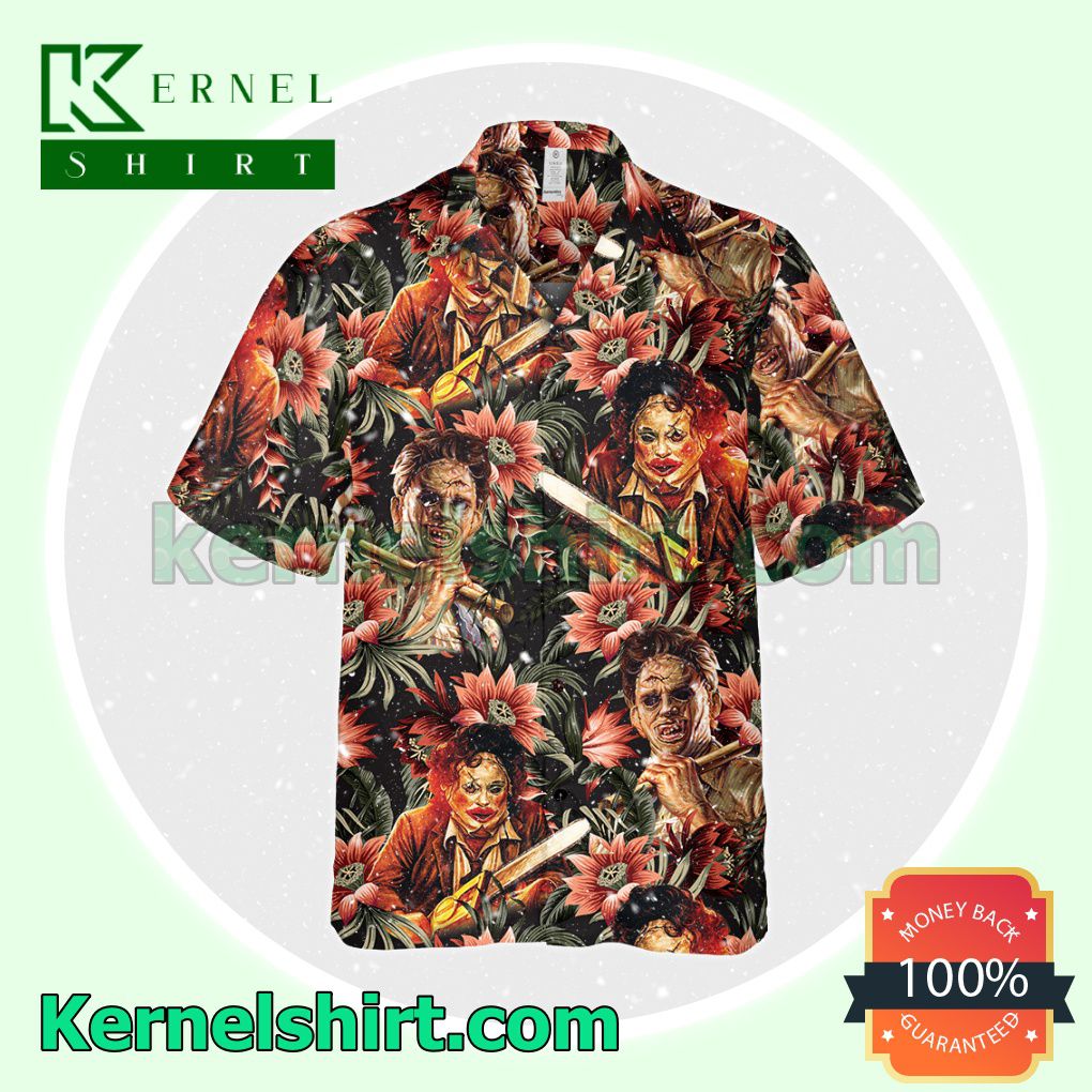 Free Ship Leatherface Tropical Flower Halloween Costume Shirt