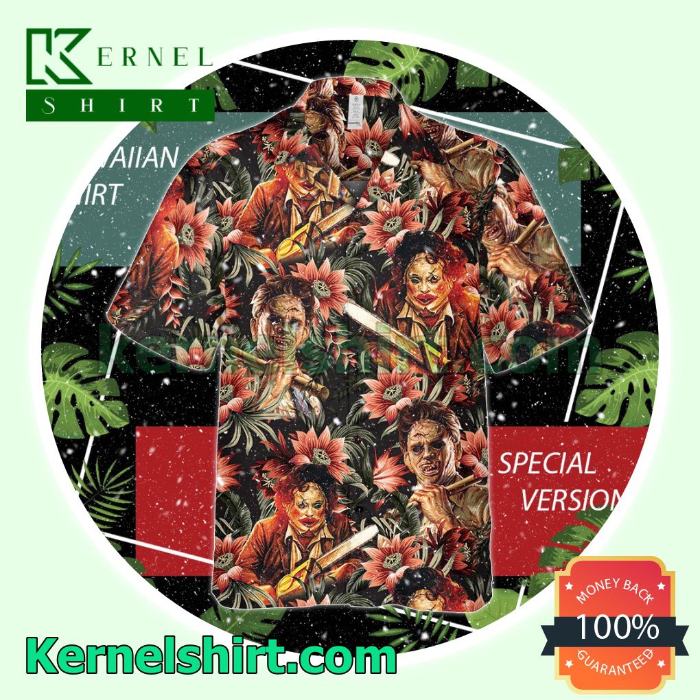 Leatherface Tropical Flower Halloween Costume Shirt