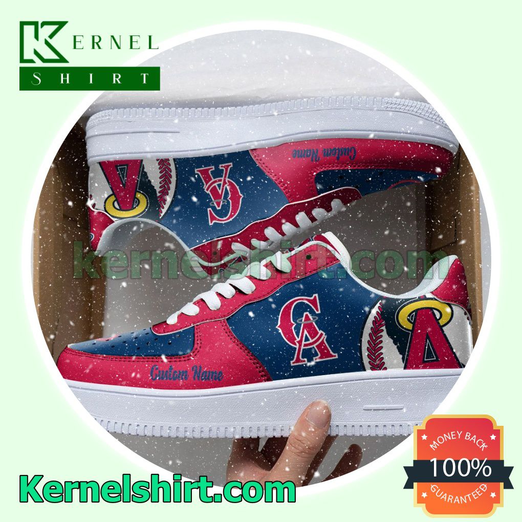 Los Angeles Angels Mascot Logo MLB Baseball Custom Nike Air Force 1 Low Top Shoes