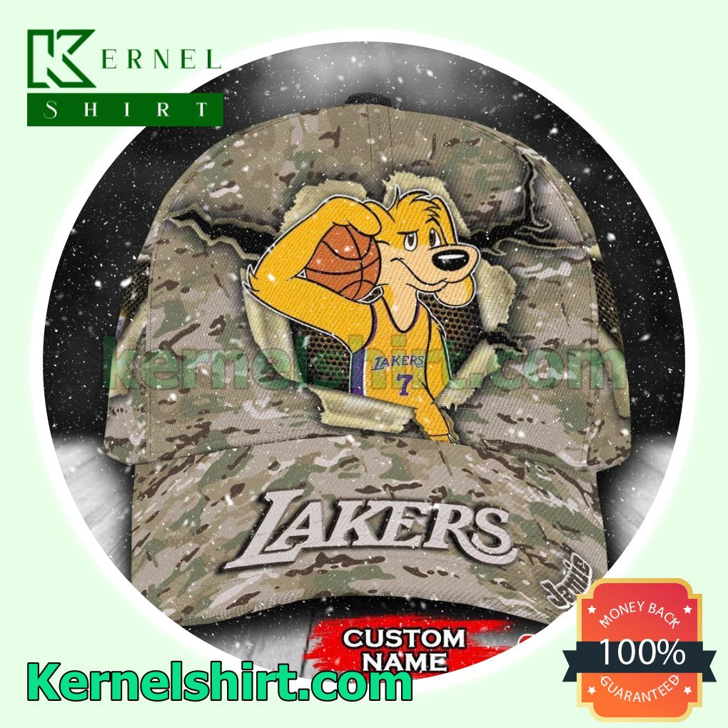 Los Angeles Lakers Camo Mascot NBA Hockey Basketball Baseball Caps