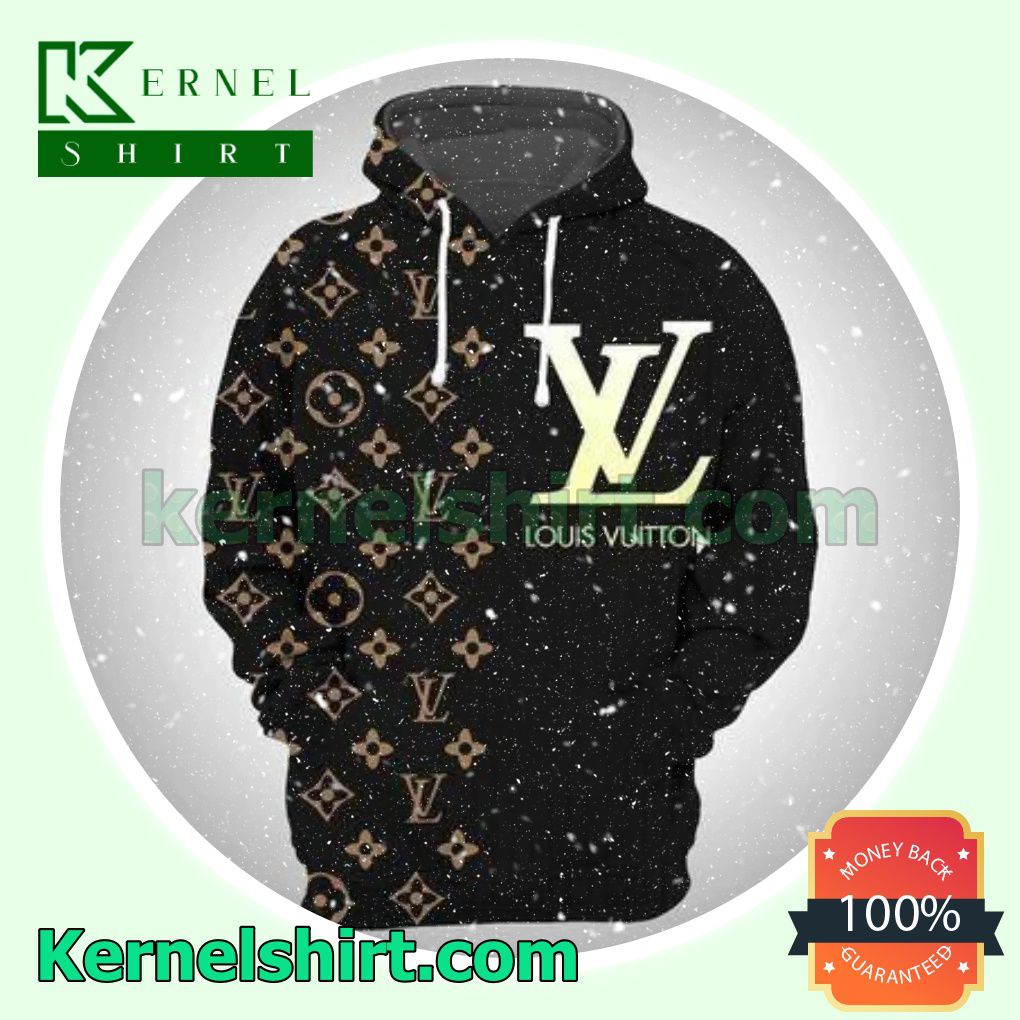 Louis Vuitton Half Monogram Black Mens Hoodie