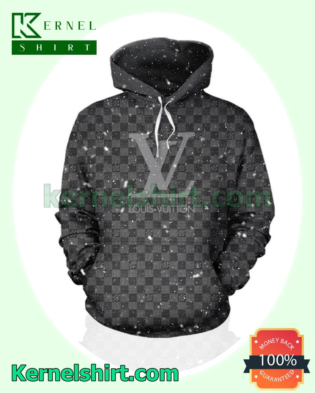 Louis Vuitton Dark Brown Monogram And Checkerboard Mens Hoodie