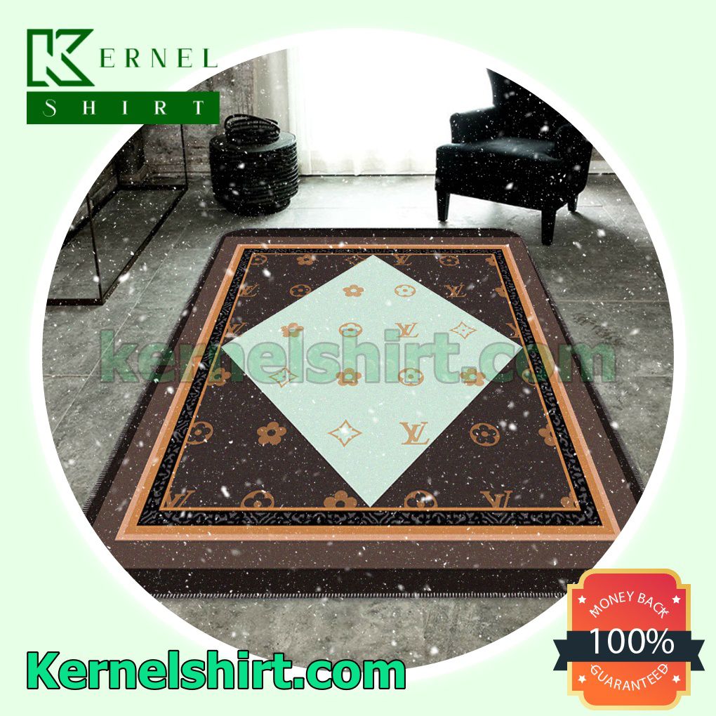 Louis Vuitton Nested Rectangles Brown Mix Light Green Round Living Room Rug