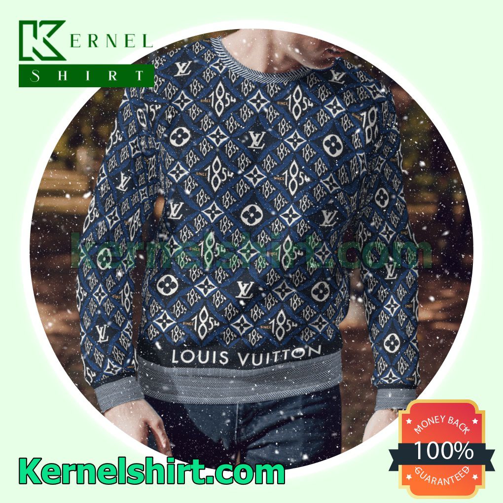 Louis Vuitton Since 1854 Monogram Blue Knitted Ugly Sweater Christmas a