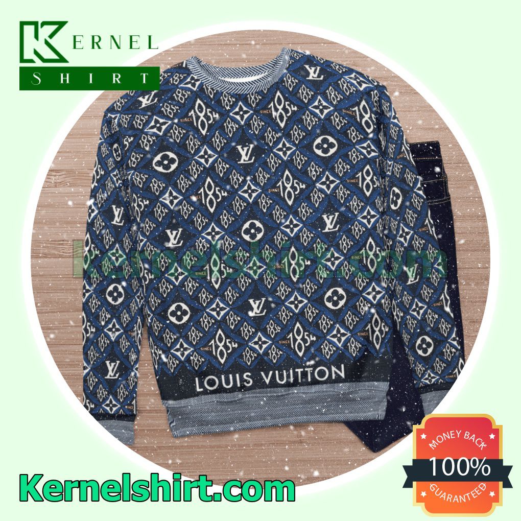 Louis Vuitton Since 1854 Monogram Blue Knitted Ugly Sweater Christmas c