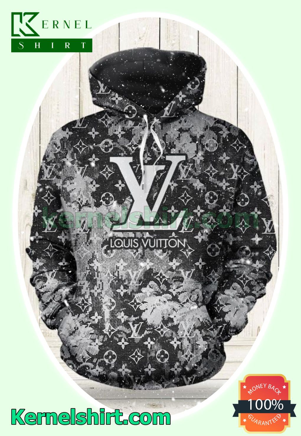 Louis Vuitton Tapestry Monogram Black Mens Hoodie
