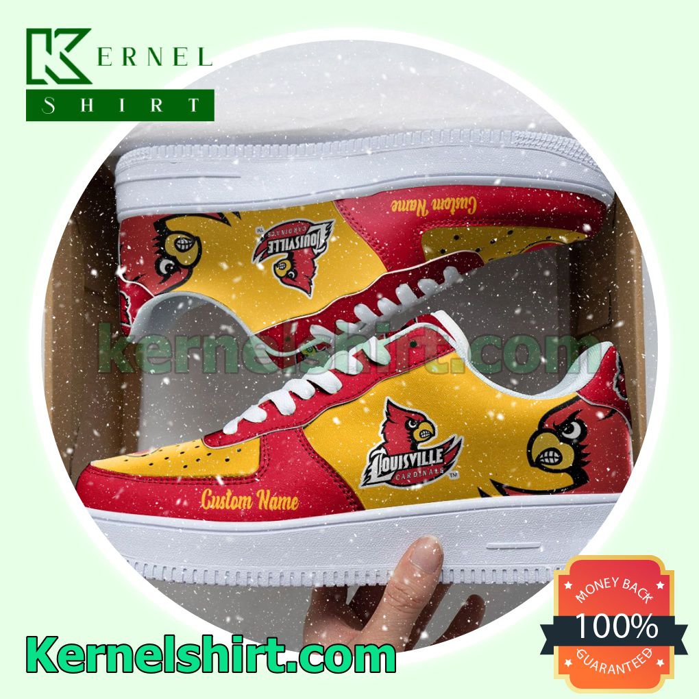 Louisville Cardinals Mascot Logo NCAA Custom Nike Air Force 1 Low Top Shoes