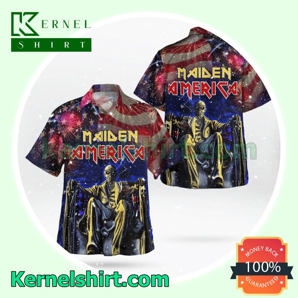 Maiden America 4th Of July Fireworks Tropical Beach Shirts