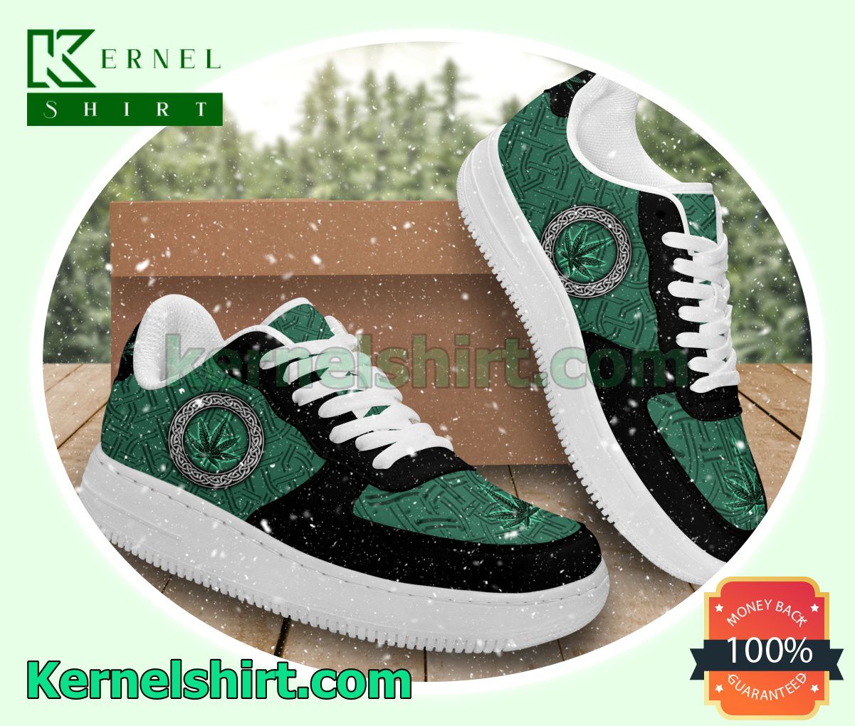Mandala Green Cannabis Weed Nike Womens Air Force 1 Shoes