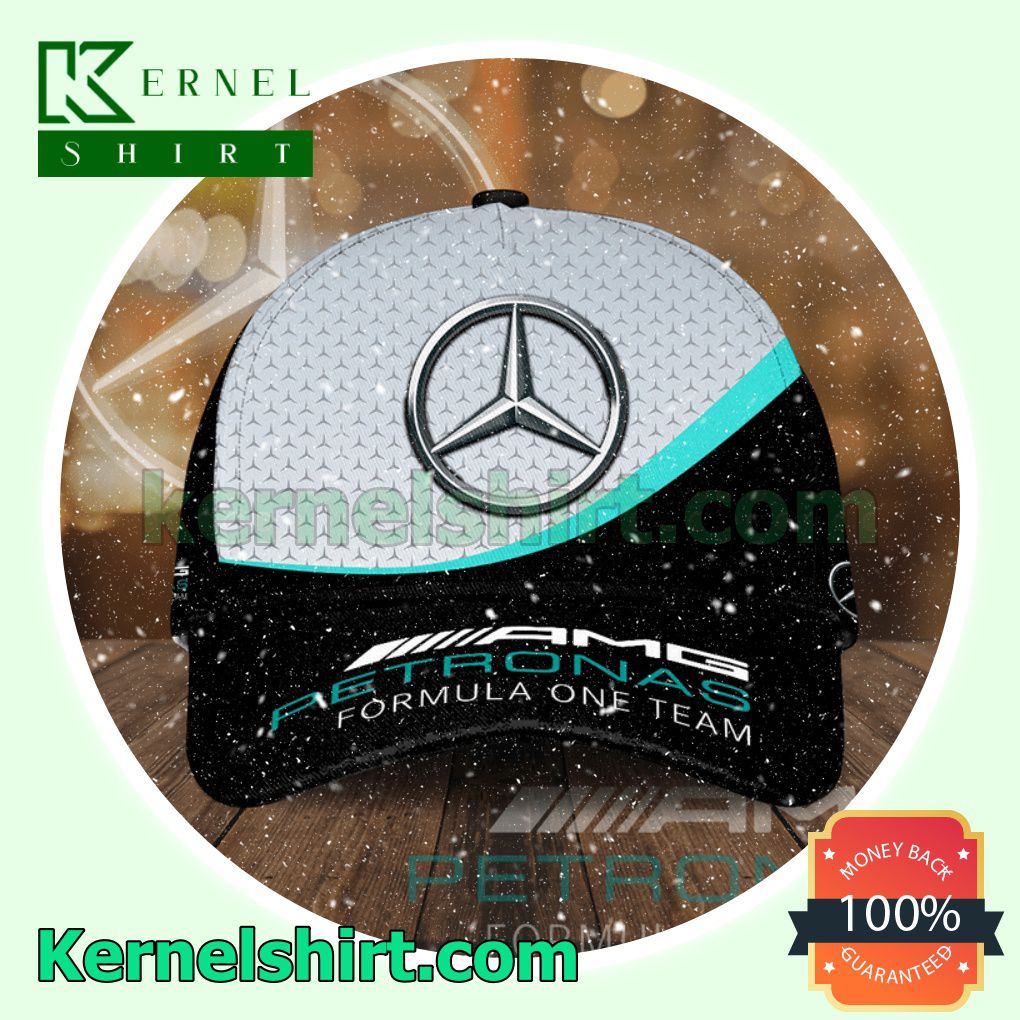 Mercedes Logo Printed Amg Petronas Formula One Team Black And Grey Trucker Caps