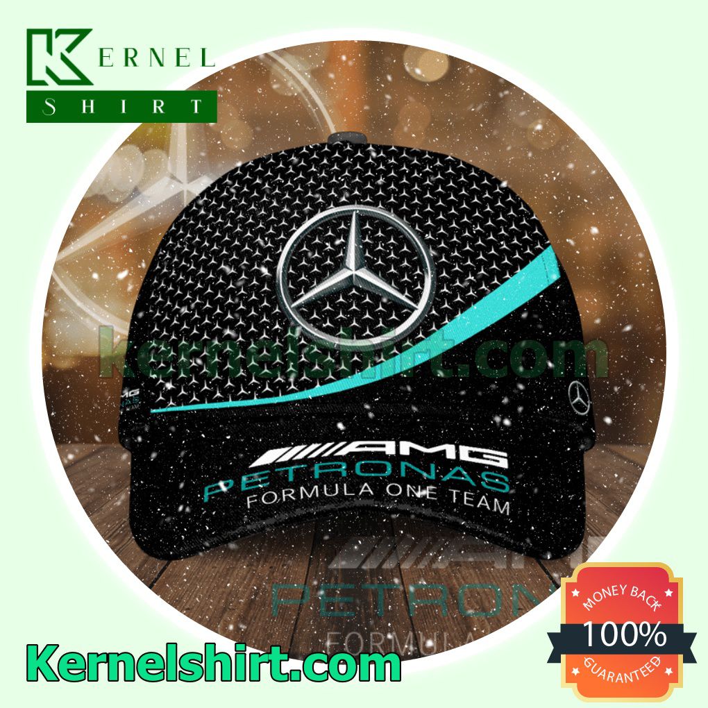 Mercedes Logo Printed Amg Petronas Formula One Team Black Trucker Caps