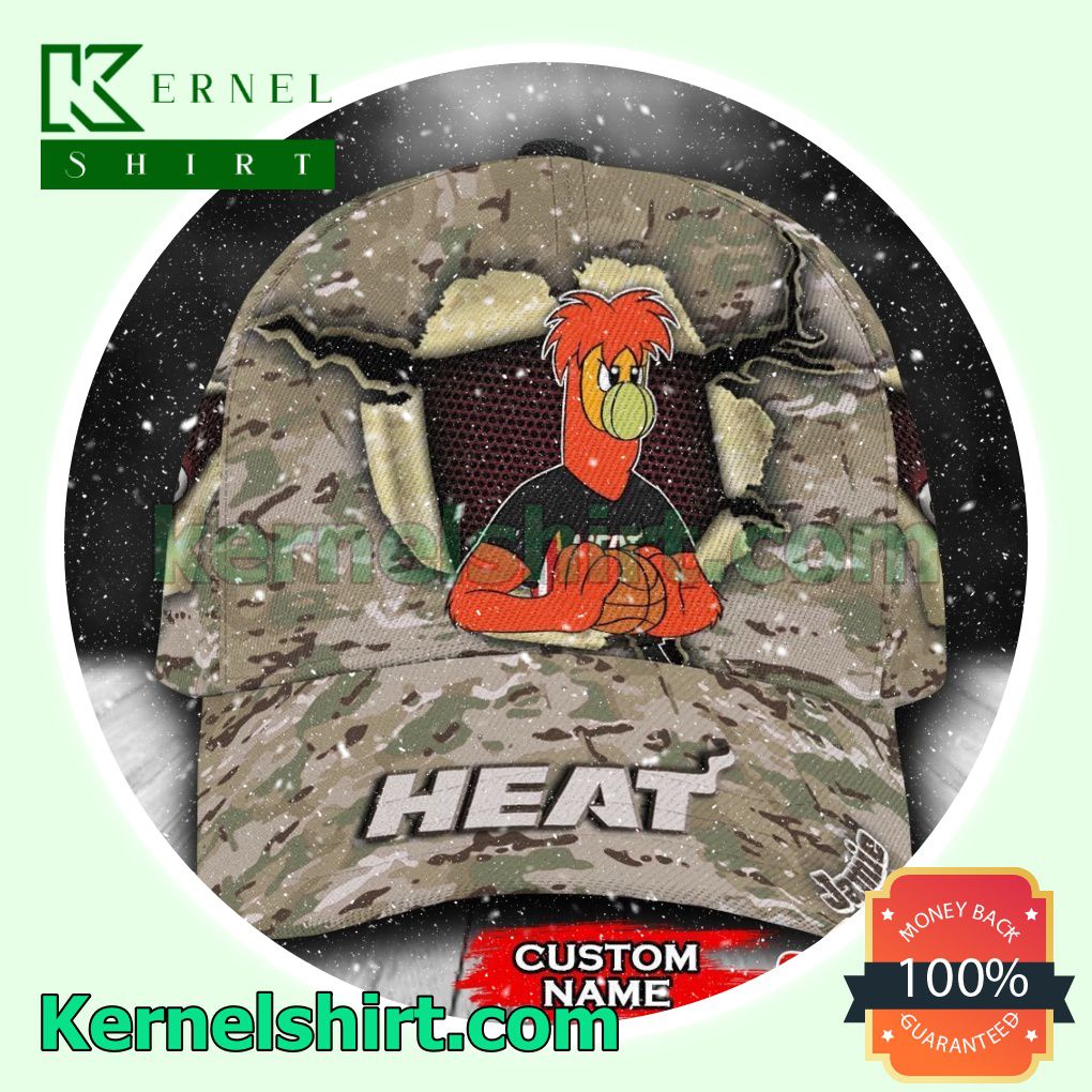 Miami Heat Camo Mascot NBA Hockey Basketball Baseball Caps