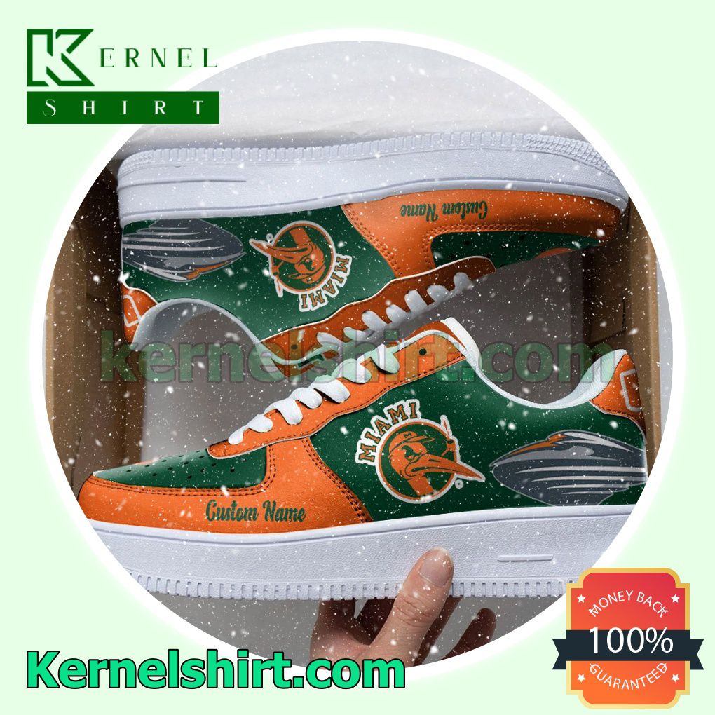 Miami Hurricanes Mascot Logo NCAA Custom Nike Air Force 1 Low Top Shoes