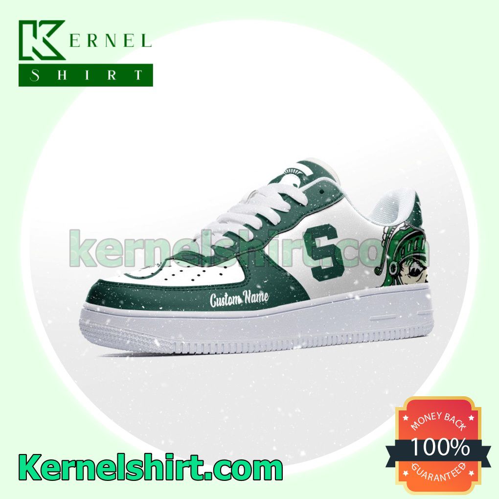 Michigan State Spartans Mascot Logo NCAA Custom Nike Air Force 1 Low Top Shoes a