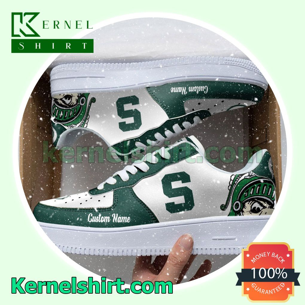 Michigan State Spartans Mascot Logo NCAA Custom Nike Air Force 1 Low Top Shoes