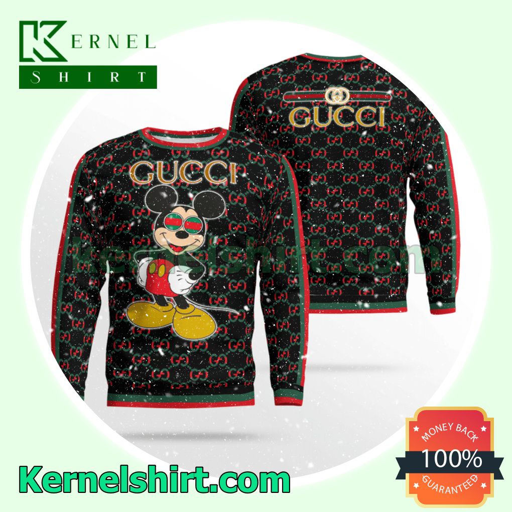 Mickey Mouse Gucci Black Knitted Ugly Sweater Christmas