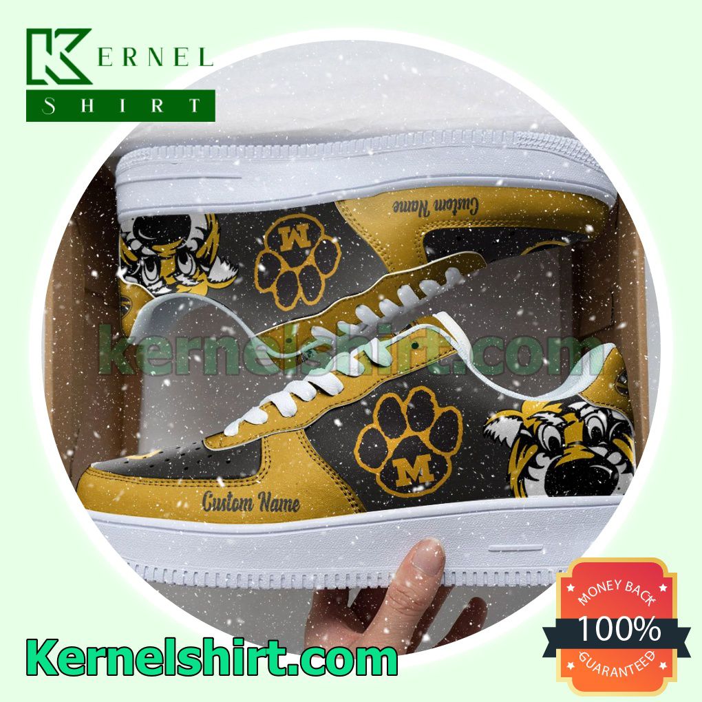 Missouri Tigers Mascot Logo NCAA Custom Nike Air Force 1 Low Top Shoes