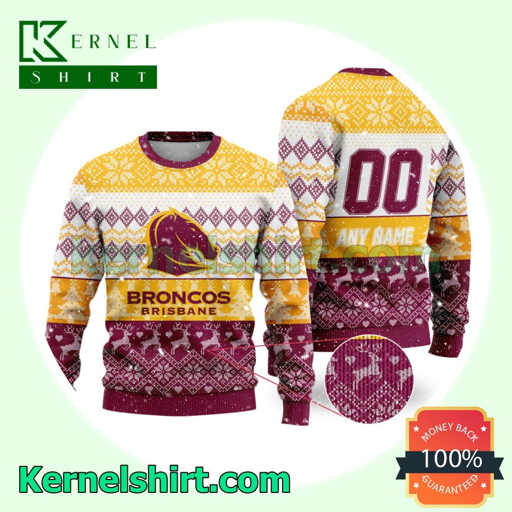 NRL Brisbane Broncos Ugly Sweater Holiday Knit Pullover