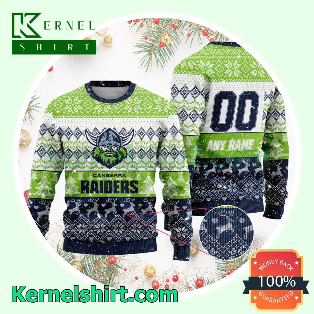 NRL Canberra Raiders Ugly Sweater Holiday Knit Pullover a
