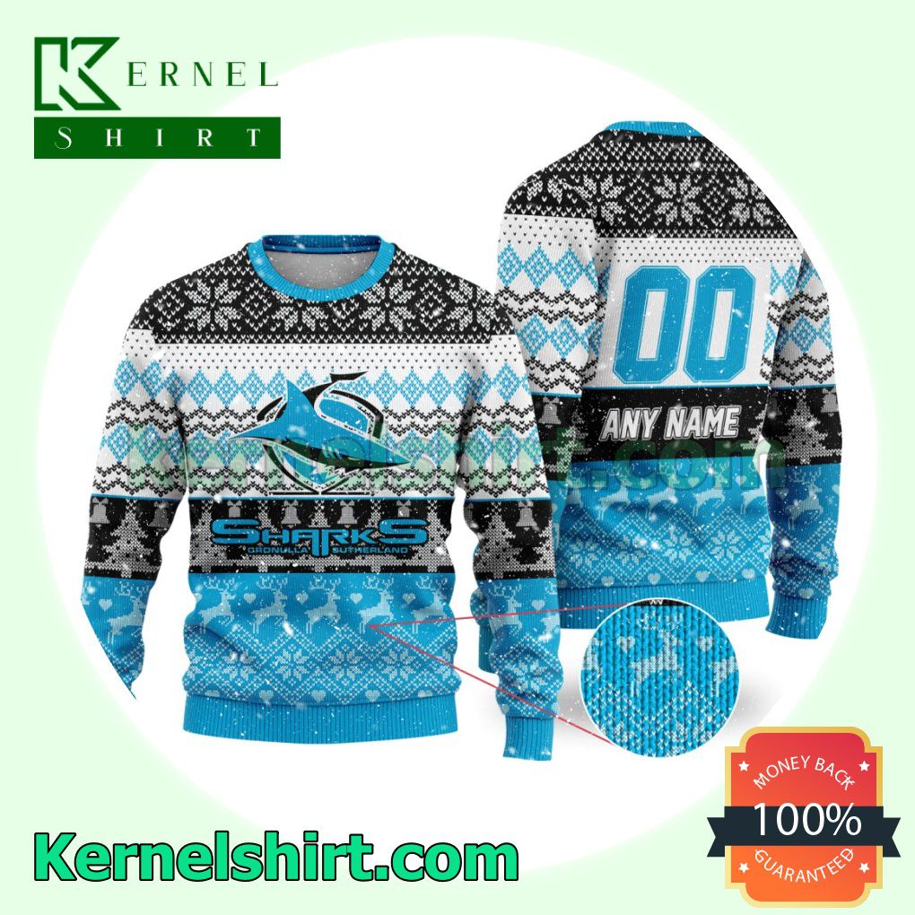 NRL Cronulla-Sutherland Sharks Ugly Sweater Holiday Knit Pullover