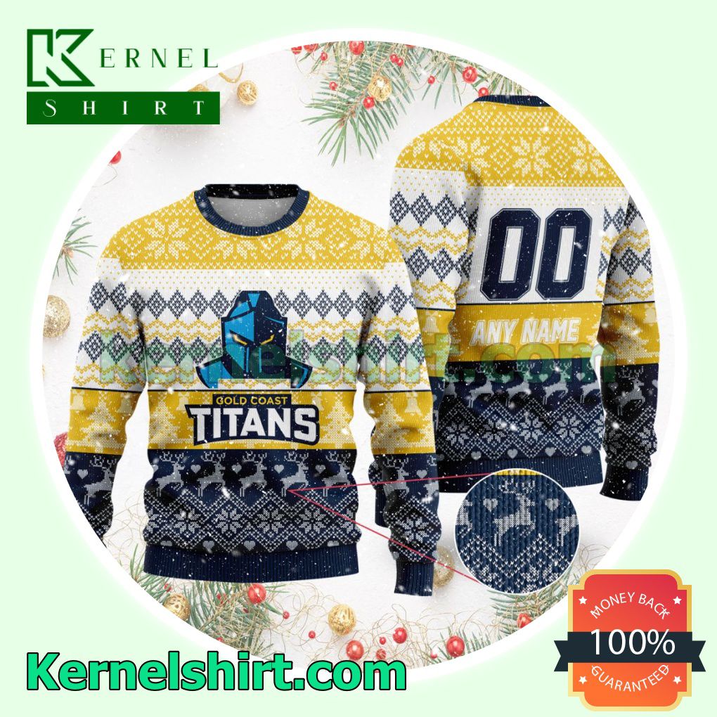 NRL Gold Coast Titans Ugly Sweater Holiday Knit Pullover a